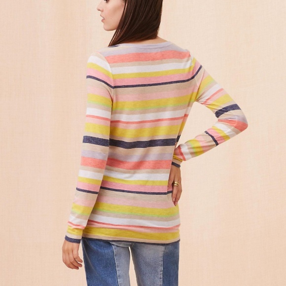 Lou & Grey Tops - Lou & Grey Yellow Striped Warming Long Sleeve Tee